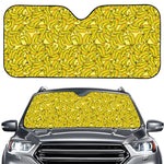 Yellow Geometric Banana Pattern Print Car Windshield Sun Shade