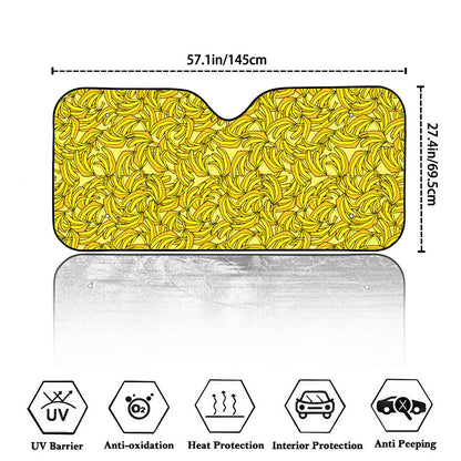 Yellow Geometric Banana Pattern Print Car Windshield Sun Shade