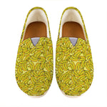 Yellow Geometric Banana Pattern Print Casual Shoes