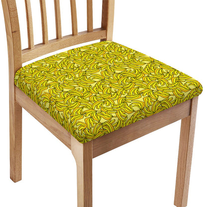 Yellow Geometric Banana Pattern Print Chair Cushion Cover