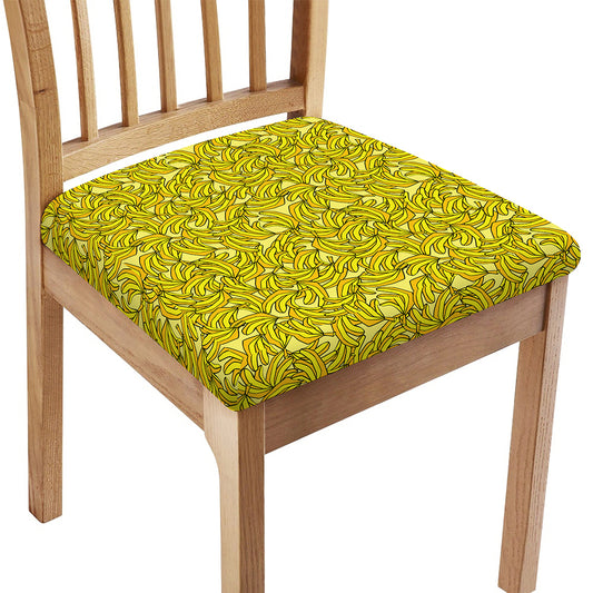 Yellow Geometric Banana Pattern Print Chair Cushion Cover
