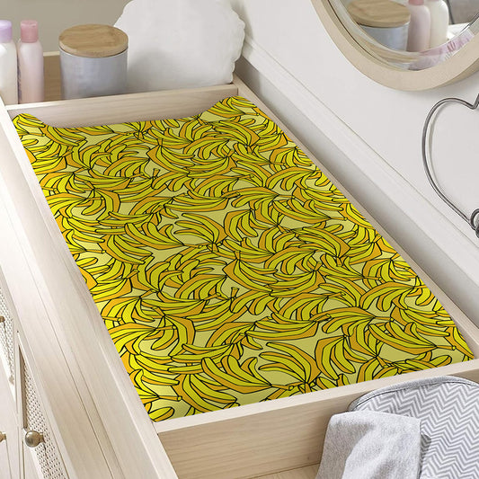Yellow Geometric Banana Pattern Print Changing Pad Cover
