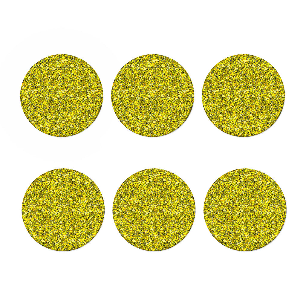 Yellow Geometric Banana Pattern Print Coaster Set