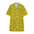 Yellow Geometric Banana Pattern Print Cotton Hawaiian Shirt
