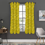 Yellow Geometric Banana Pattern Print Curtain