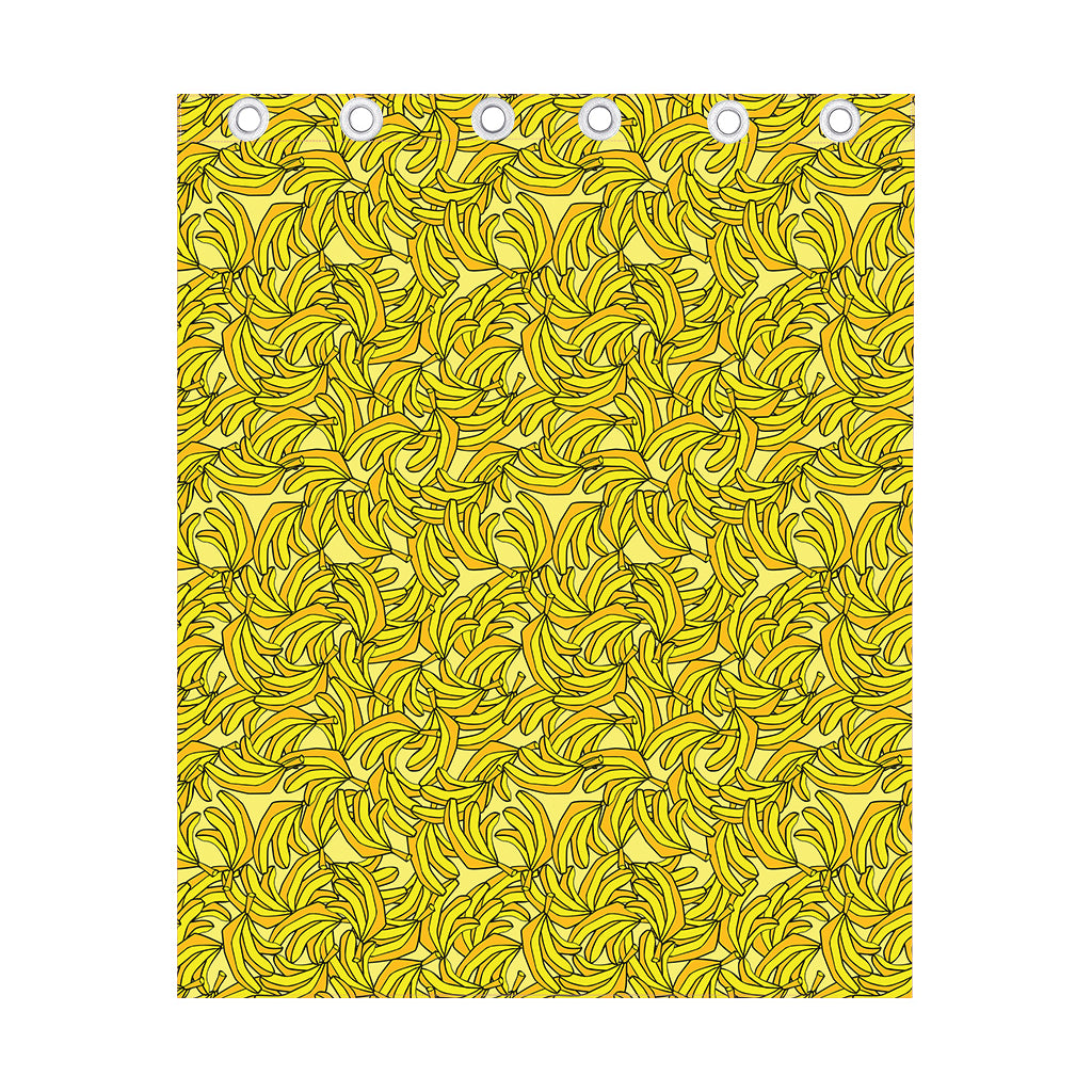 Yellow Geometric Banana Pattern Print Curtain