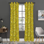 Yellow Geometric Banana Pattern Print Curtain