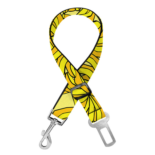 Yellow Geometric Banana Pattern Print Dog Seat Belt