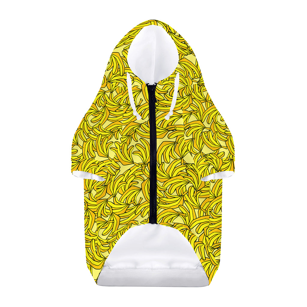 Yellow Geometric Banana Pattern Print Dog Zip Up Hoodie