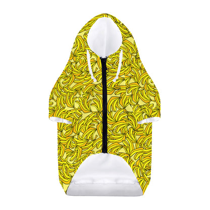 Yellow Geometric Banana Pattern Print Dog Zip Up Hoodie