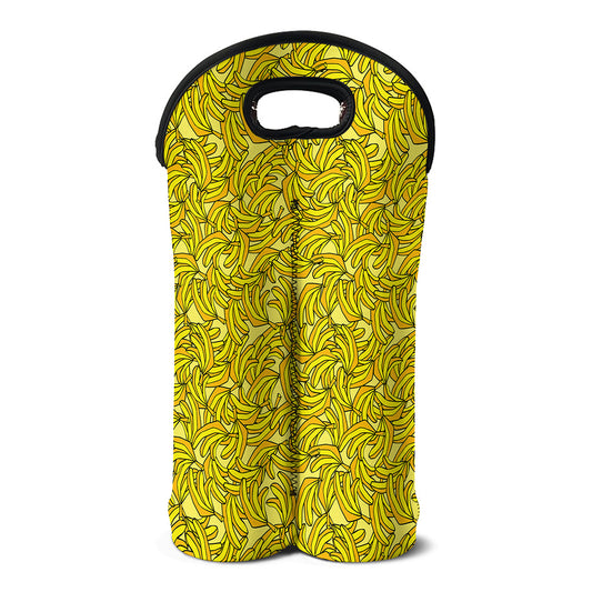 Yellow Geometric Banana Pattern Print Double Neoprene Wine Tote