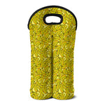 Yellow Geometric Banana Pattern Print Double Neoprene Wine Tote