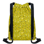 Yellow Geometric Banana Pattern Print Drawstring Backpack