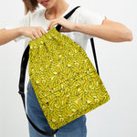 Yellow Geometric Banana Pattern Print Drawstring Backpack