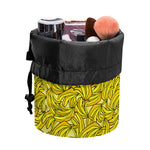 Yellow Geometric Banana Pattern Print Drawstring Makeup Bag