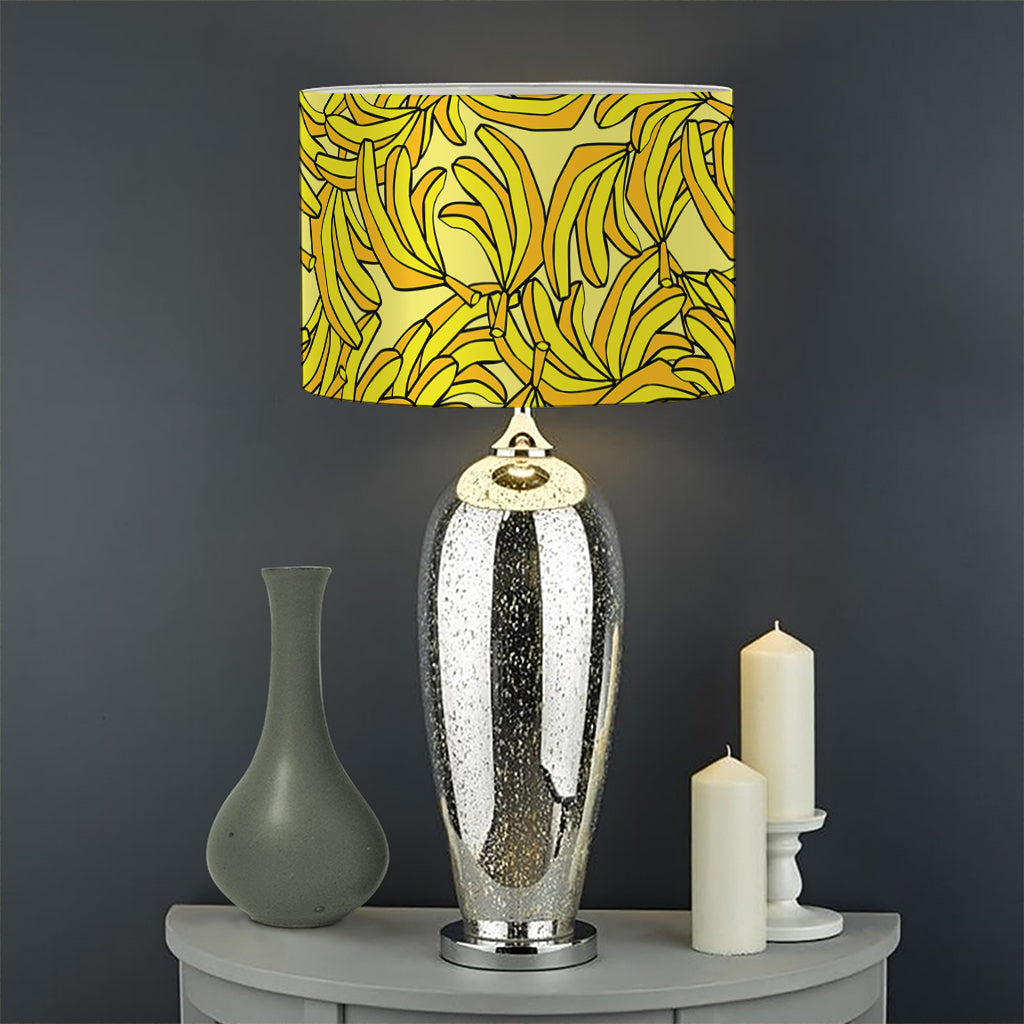 Yellow Geometric Banana Pattern Print Drum Lamp Shade