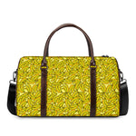 Yellow Geometric Banana Pattern Print Duffle Bag