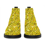 Yellow Geometric Banana Pattern Print Flat Ankle Boots