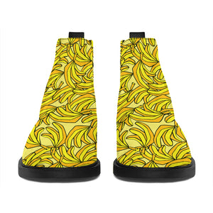 Yellow Geometric Banana Pattern Print Flat Ankle Boots