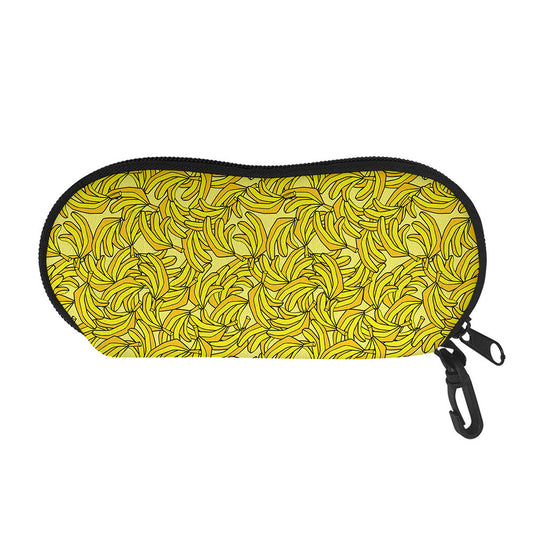 Yellow Geometric Banana Pattern Print Glasses Case