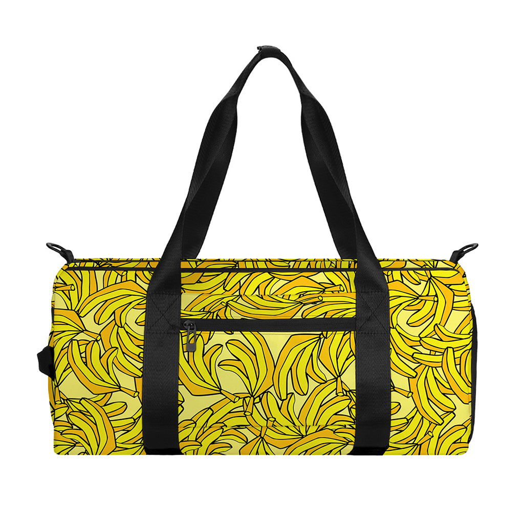 Yellow Geometric Banana Pattern Print Gym Bag