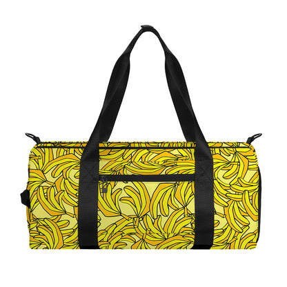 Yellow Geometric Banana Pattern Print Gym Bag