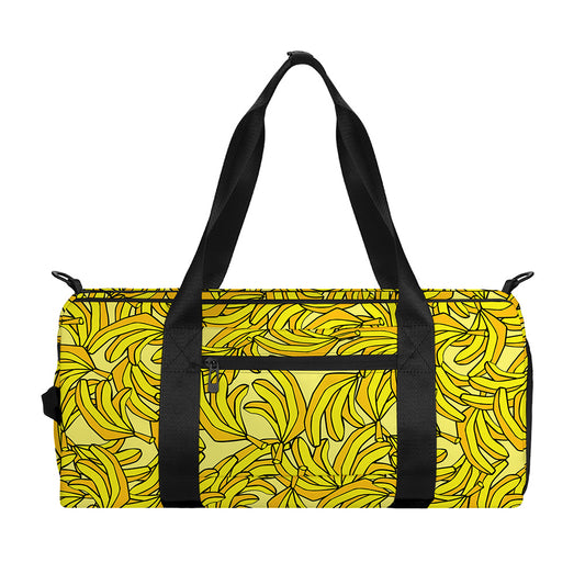 Yellow Geometric Banana Pattern Print Gym Bag