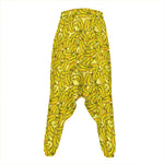 Yellow Geometric Banana Pattern Print Hammer Pants