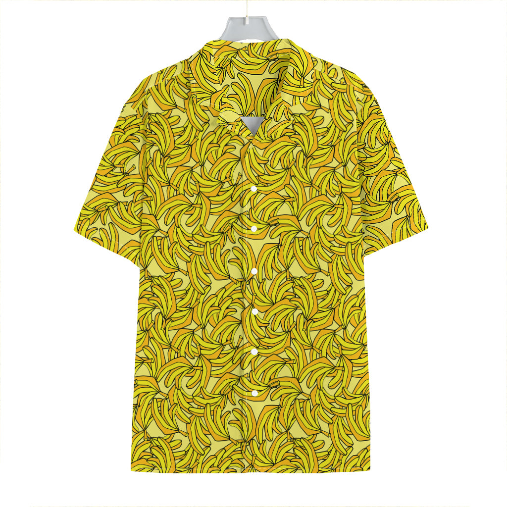 Yellow Geometric Banana Pattern Print Hawaiian Shirt