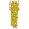 Yellow Geometric Banana Pattern Print High Slit Maxi Skirt