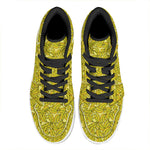 Yellow Geometric Banana Pattern Print High Top Leather Sneakers