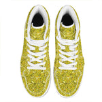 Yellow Geometric Banana Pattern Print High Top Leather Sneakers