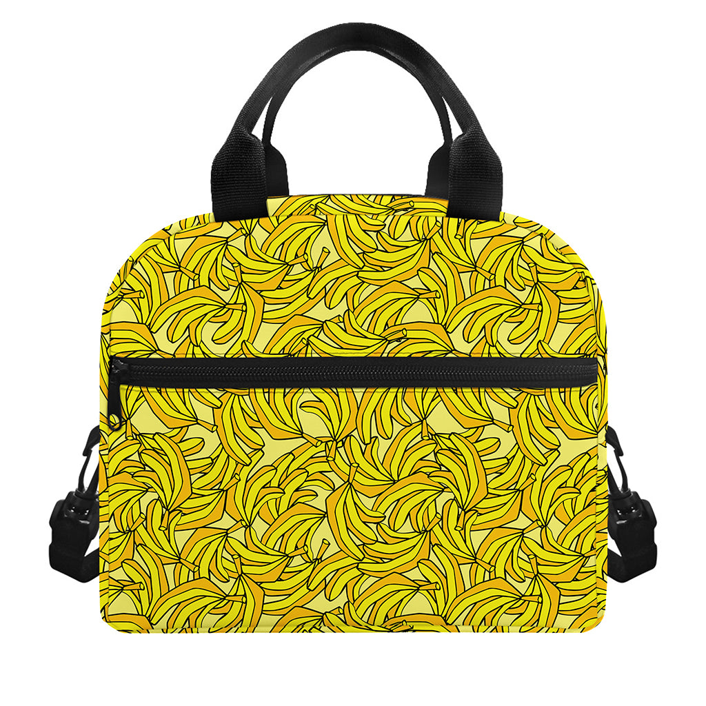 Yellow Geometric Banana Pattern Print Insulated Lunch Bag