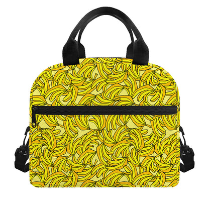 Yellow Geometric Banana Pattern Print Insulated Lunch Bag