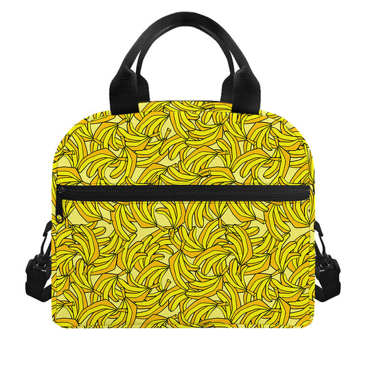 Yellow Geometric Banana Pattern Print Insulated Lunch Bag