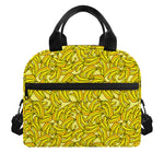 Yellow Geometric Banana Pattern Print Insulated Lunch Bag