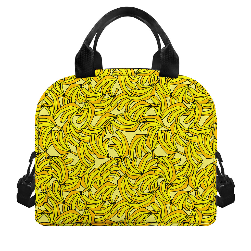 Yellow Geometric Banana Pattern Print Insulated Lunch Bag