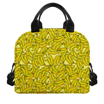 Yellow Geometric Banana Pattern Print Insulated Lunch Bag