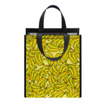 Yellow Geometric Banana Pattern Print Insulated Lunch Tote