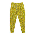 Yellow Geometric Banana Pattern Print Jogger Pants