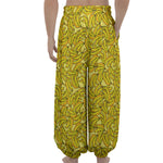 Yellow Geometric Banana Pattern Print Lantern Pants