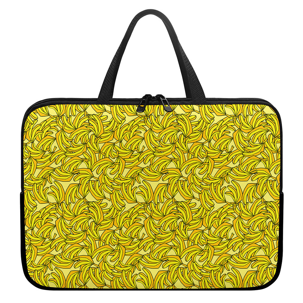 Yellow Geometric Banana Pattern Print Laptop Sleeve With Handle