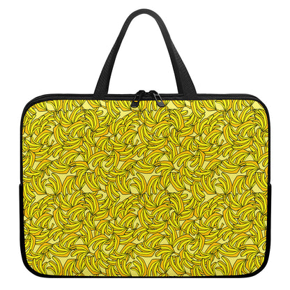 Yellow Geometric Banana Pattern Print Laptop Sleeve With Handle