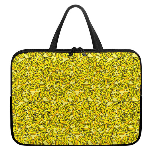 Yellow Geometric Banana Pattern Print Laptop Sleeve With Handle