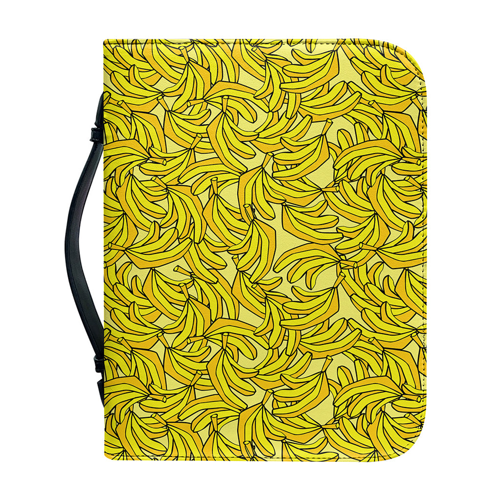 Yellow Geometric Banana Pattern Print Leather Bible Cover