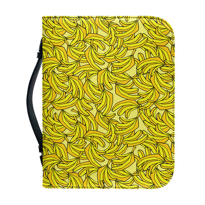 Yellow Geometric Banana Pattern Print Leather Bible Cover
