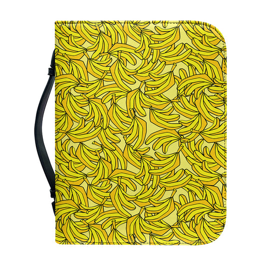 Yellow Geometric Banana Pattern Print Leather Bible Cover