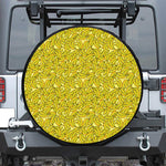 Yellow Geometric Banana Pattern Print Leather Spare Tire Cover