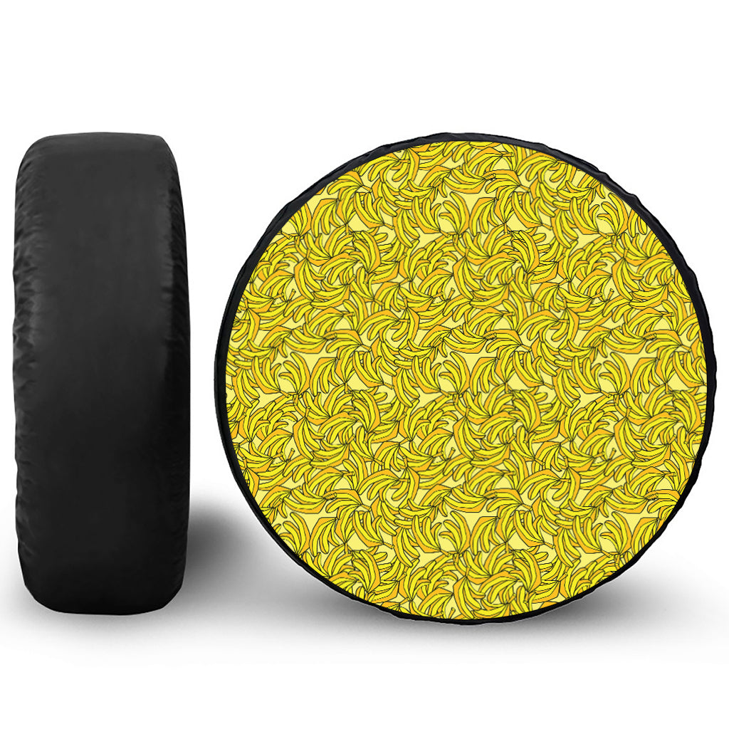 Yellow Geometric Banana Pattern Print Leather Spare Tire Cover