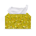 Yellow Geometric Banana Pattern Print Leather Tissue Box Cover